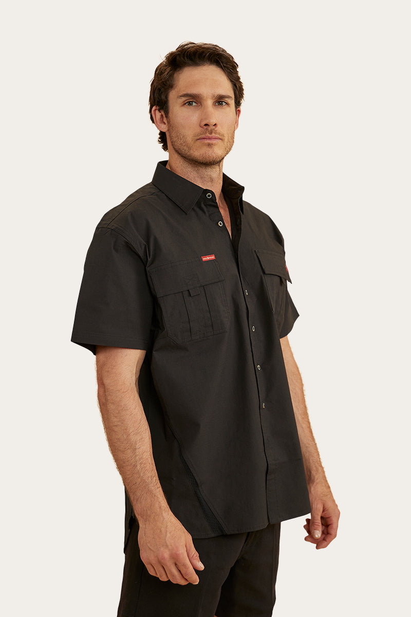 Bulgarra Mens Ripstop Full Button Work Shirt - Black