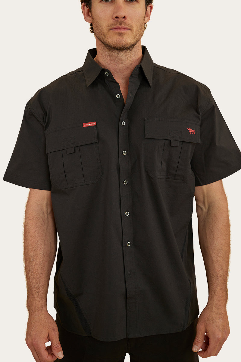 Bulgarra Mens Ripstop Full Button Work Shirt - Black