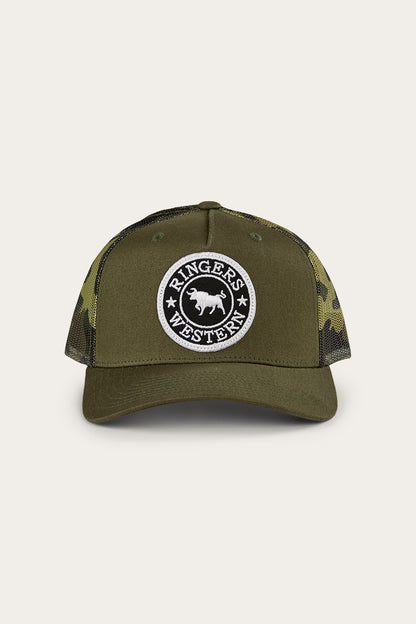 Signature Bull Kids Trucker Cap - Military Green/Camo