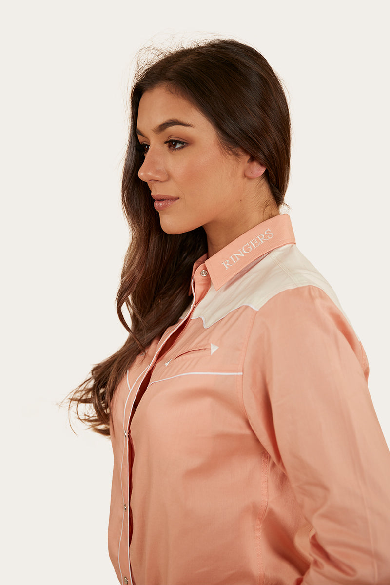 Coral dress shirt womens online