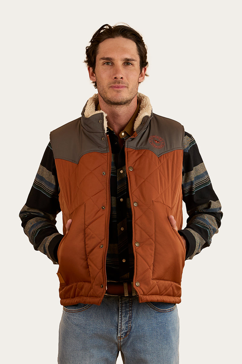 McKinlay Mens Puffer Vest - Tobacco / Charcoal