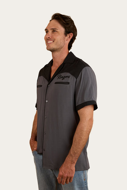 Lineman Mens Bowling Shirt - Charcoal