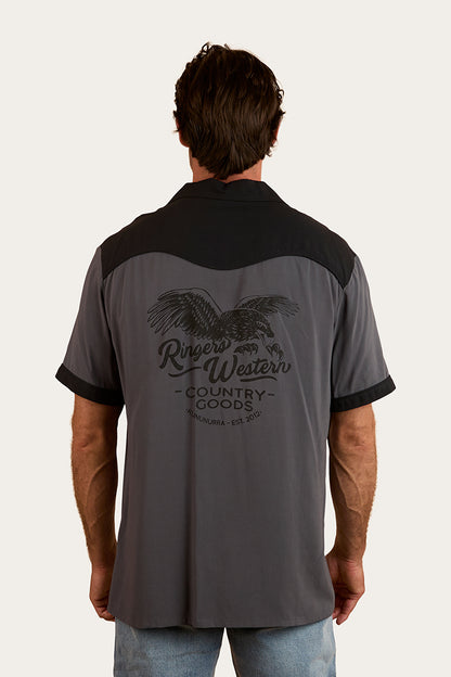 Lineman Mens Bowling Shirt - Charcoal