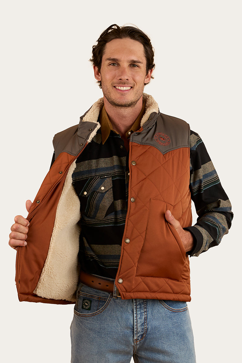 McKinlay Mens Puffer Vest - Tobacco / Charcoal