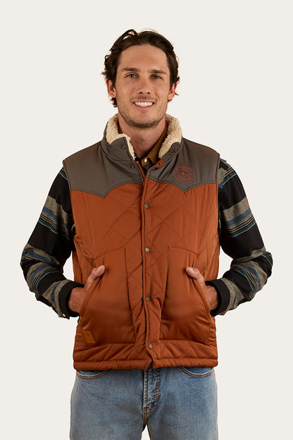 McKinlay Mens Puffer Vest - Tobacco / Charcoal