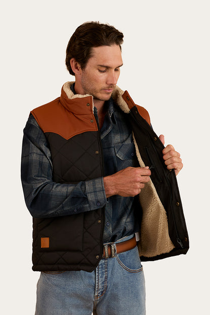 McKinlay Mens Puffer Vest - Black / Tobacco