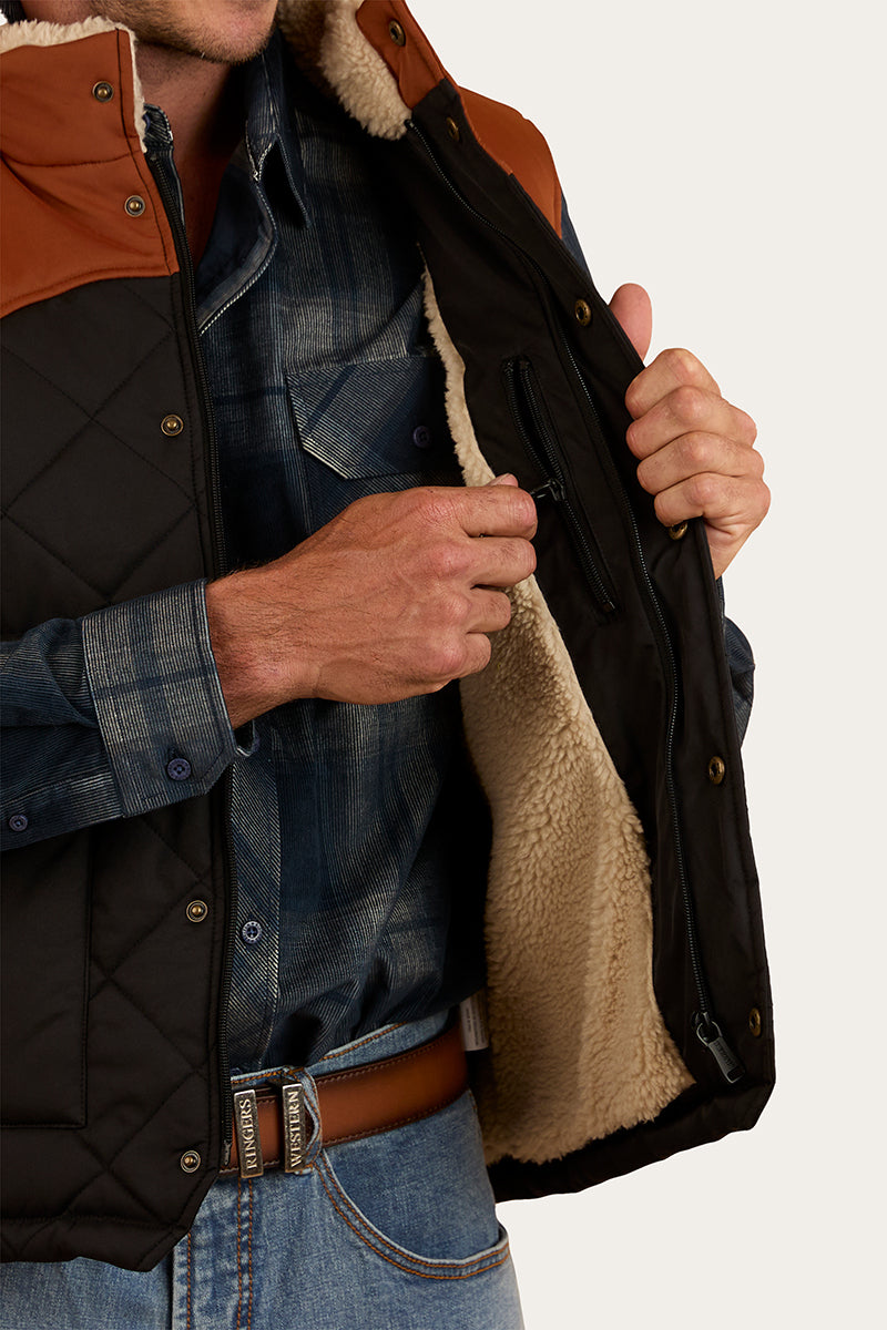 McKinlay Mens Puffer Vest - Black / Tobacco