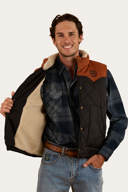 McKinlay Mens Puffer Vest - Black / Tobacco