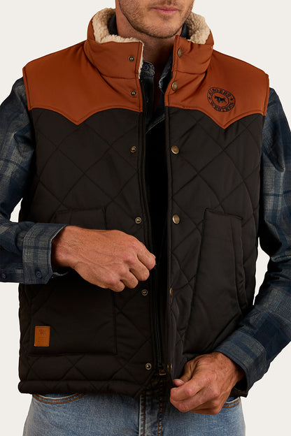 McKinlay Mens Puffer Vest - Black / Tobacco