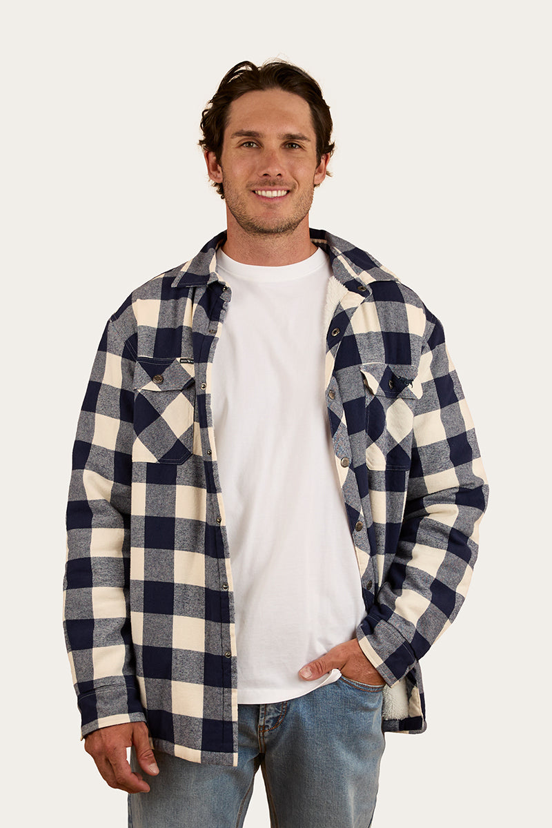 Sawyer Mens Sherpa Flannel - Navy