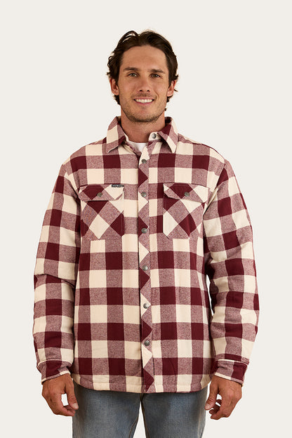 Sawyer Mens Sherpa Flannel - Deep Burgundy