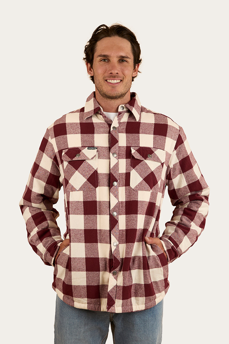 Sawyer Mens Sherpa Flannel - Deep Burgundy