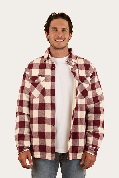 Sawyer Mens Sherpa Flannel - Deep Burgundy