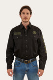 Hawkeye Mens Full Button Work Shirt - Black/Camo