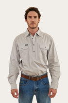 Tempest Mens Half Button Work Shirt - Beige