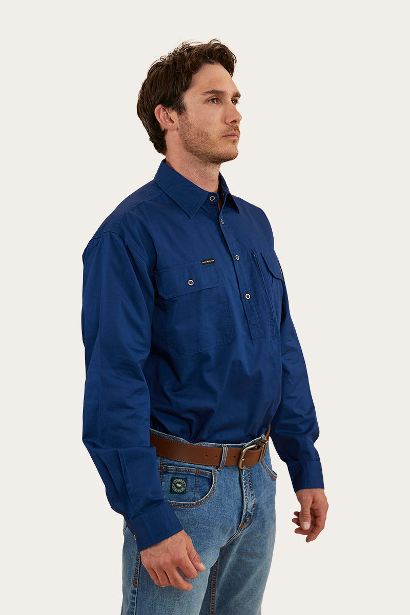 Tempest Mens Half Button Work Shirt - Navy