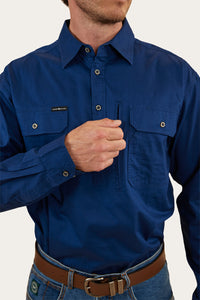 Tempest Mens Half Button Work Shirt - Navy