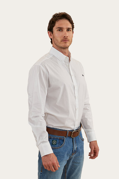 Longreach Mens Plain Dress Shirt - White