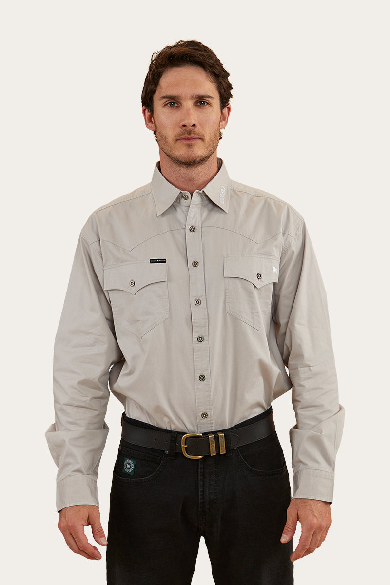 Holstein Mens Full Button Work Shirt - Beige