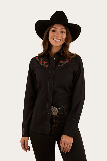 Midnight Rose Womens Western Shirt - Black