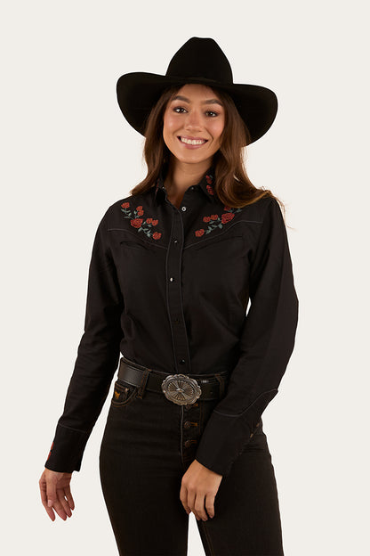 Midnight Rose Womens Western Shirt - Black