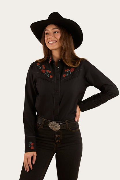 Midnight Rose Womens Western Shirt - Black