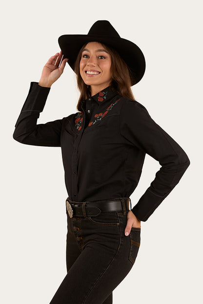 Midnight Rose Womens Western Shirt - Black