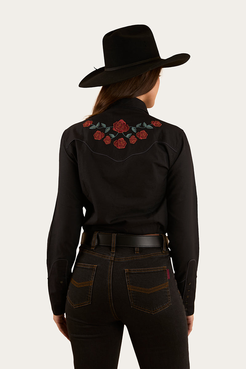 Midnight Rose Womens Western Shirt - Black