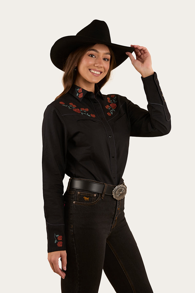 Midnight Rose Womens Western Shirt - Black