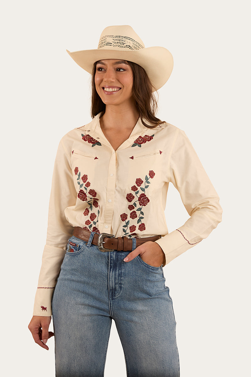 Desert Rose Womens Western Shirt - Off White