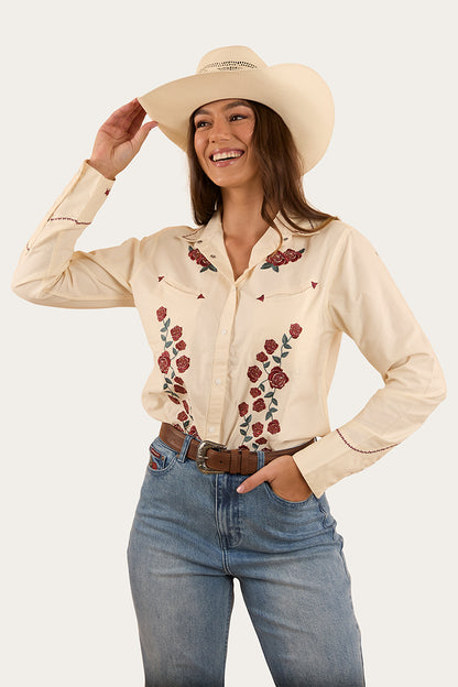 Desert Rose Womens Western Shirt - Off White