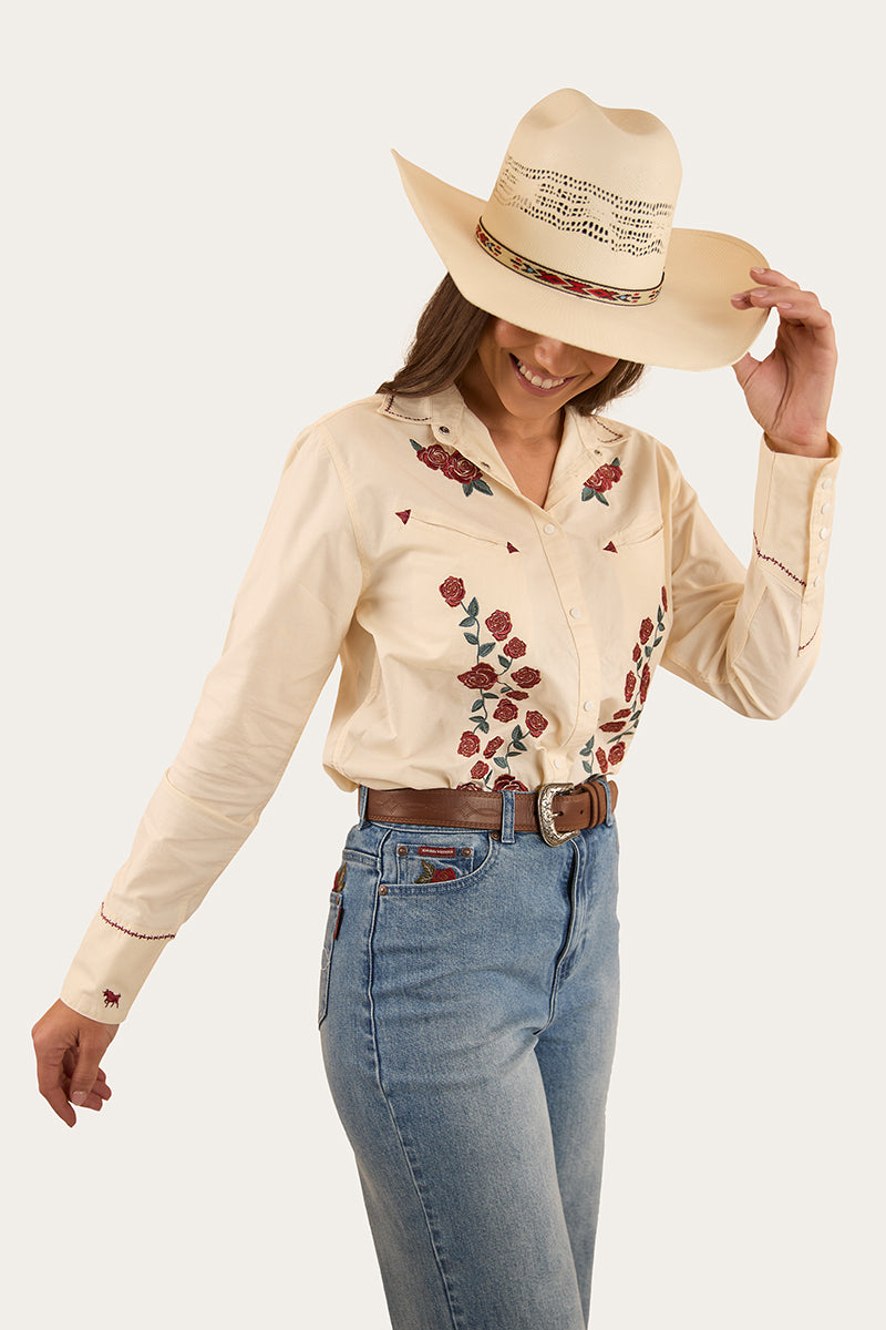 Desert Rose Womens Western Shirt - Off White