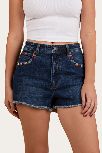 Gracie Womens Denim Short - Dark Wash Blue