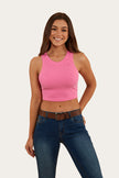 Paige Womens Cropped Rib Tank - Pink