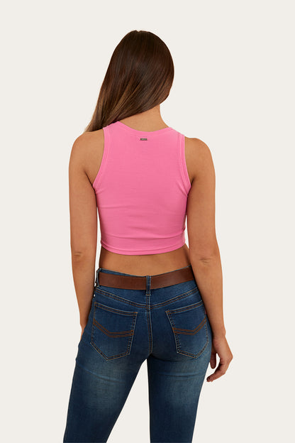 Paige Womens Cropped Rib Tank - Pink