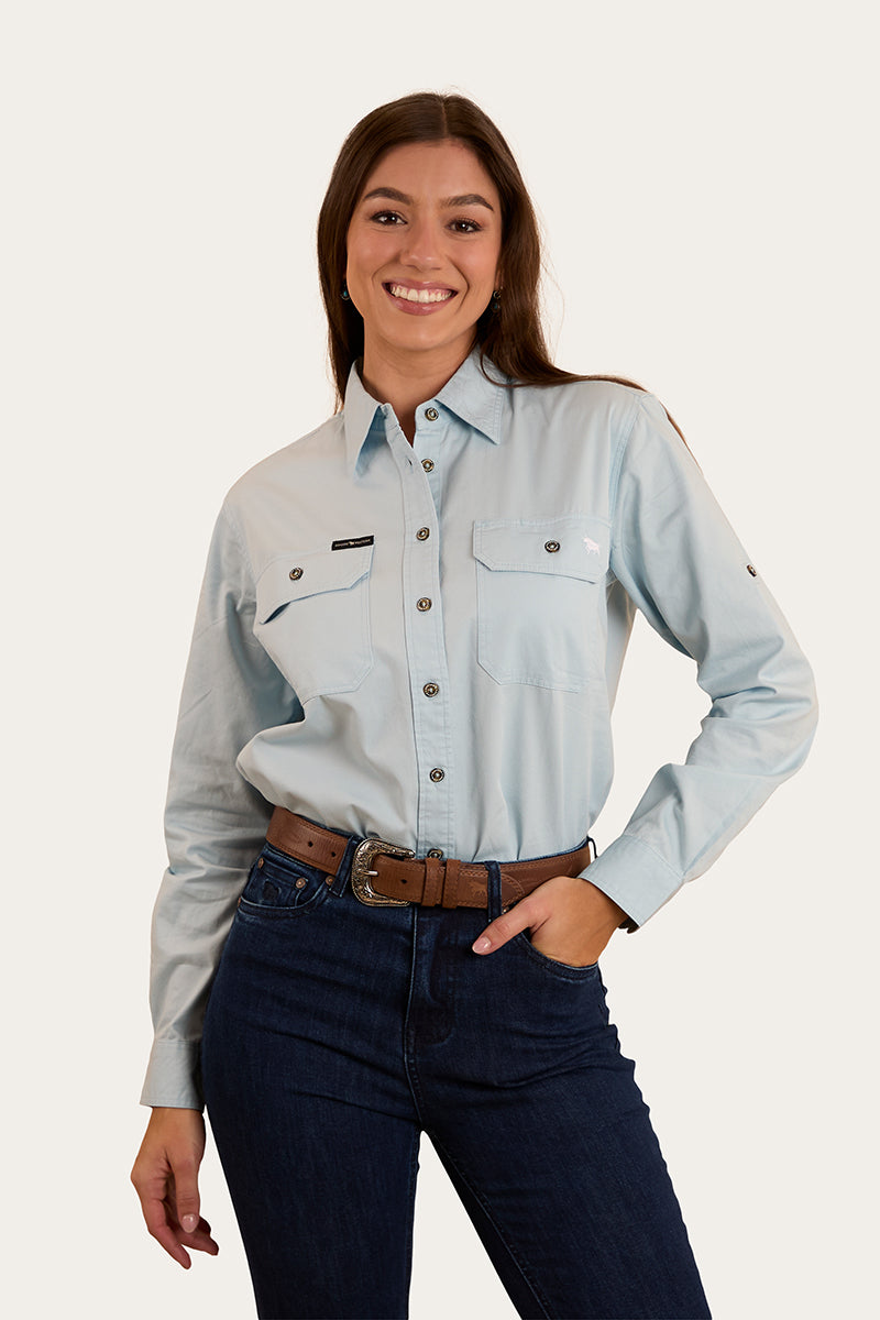 Pentecost River Womens Full Button Work Shirt - Pastel Blue