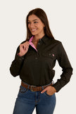 Pentecost River Womens Half Button Work Shirt - Charcoal