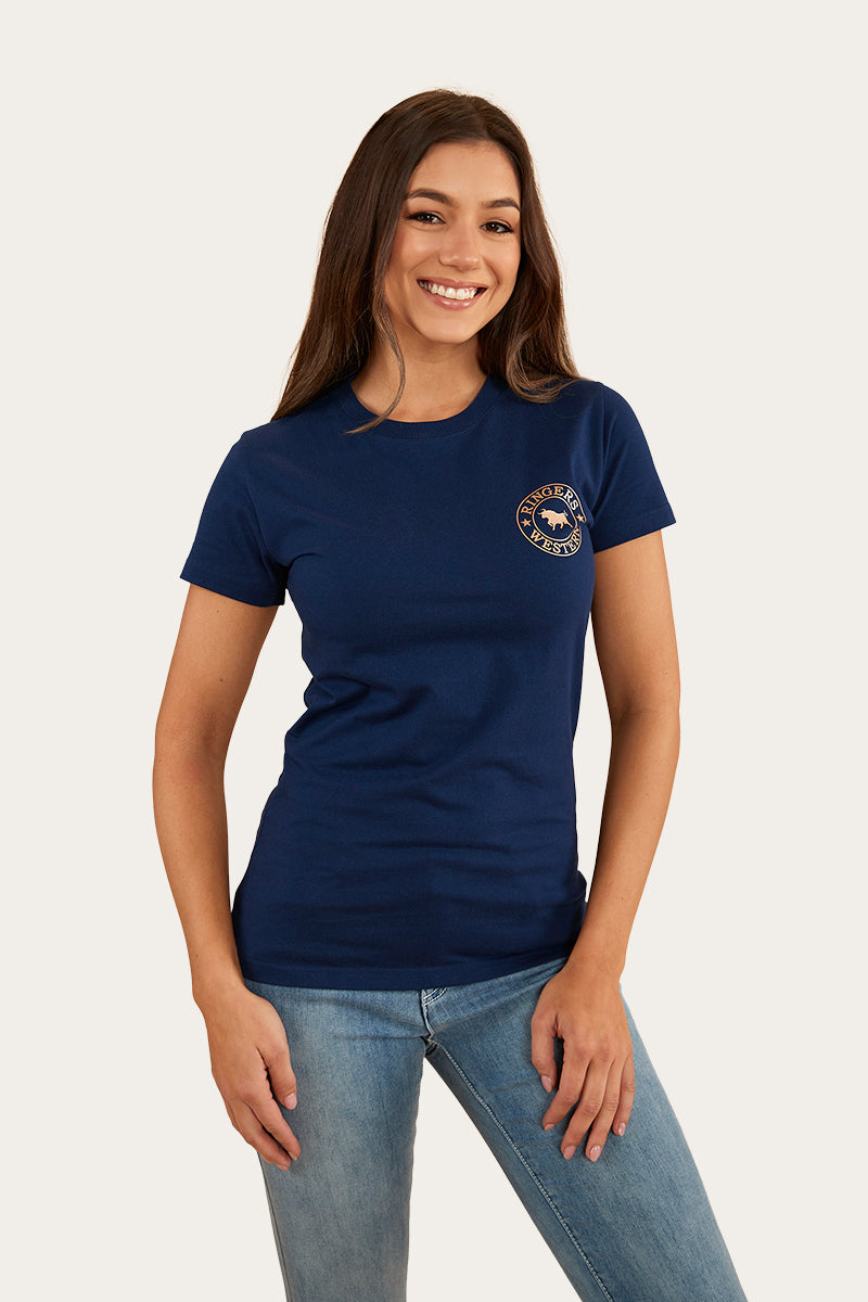 Signature Bull Womens Classic Fit T-Shirt - Navy/Rose Gold