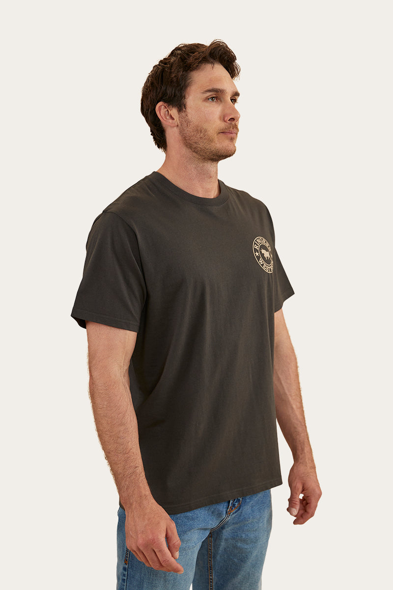 Signature Bull Mens Loose Fit T-Shirt - Charcoal/Dark Sand