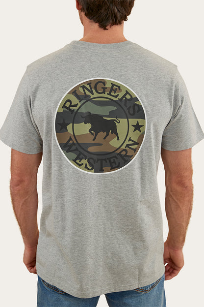 Signature Bull Mens Loose Fit T-Shirt - Grey Marle/Camo