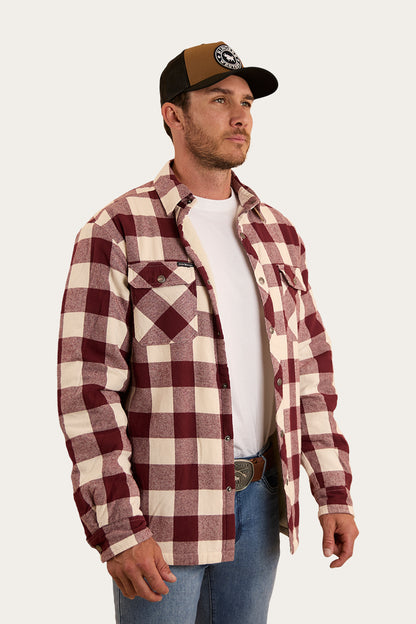 Sawyer Mens Sherpa Flannel - Deep Burgundy