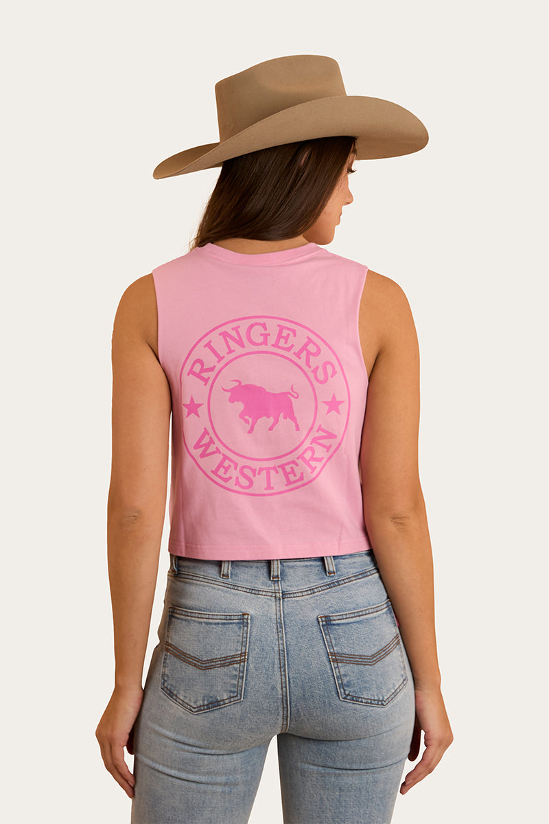 Signature Bull Womens Crop Muscle Tank - Pastel Pink