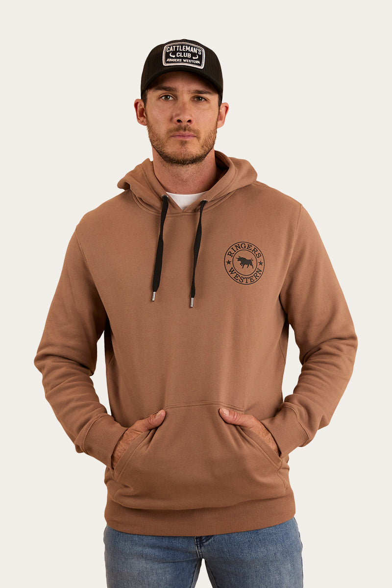 Signature Bull Mens Pullover Hoodie - Almond / Black