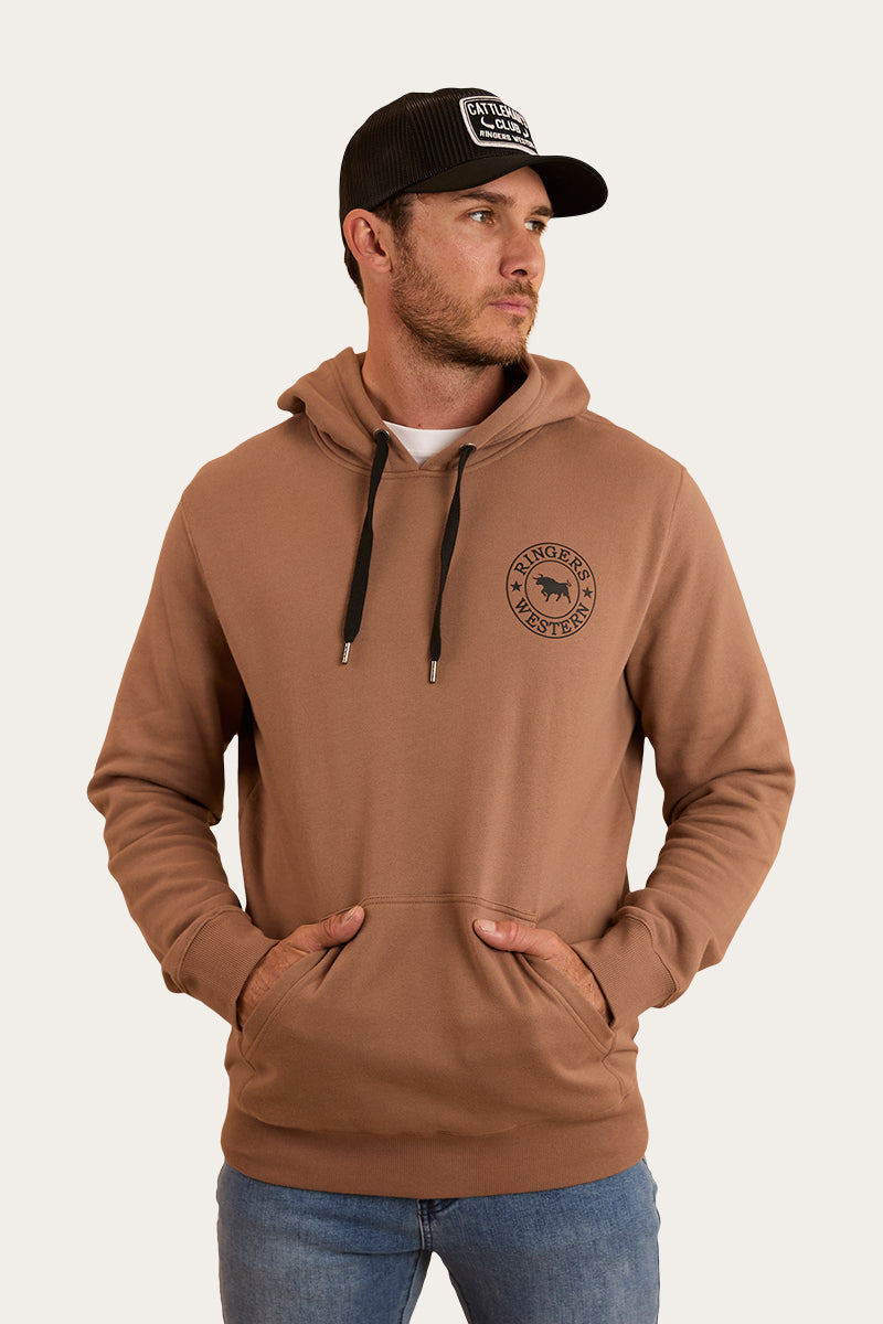 Signature Bull Mens Pullover Hoodie - Almond / Black