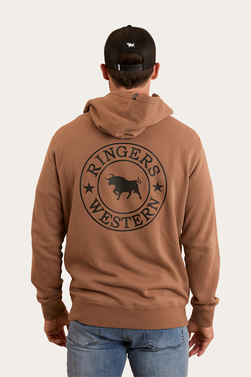 Signature Bull Mens Pullover Hoodie - Almond / Black