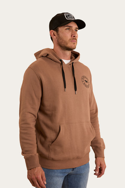 Signature Bull Mens Pullover Hoodie - Almond / Black