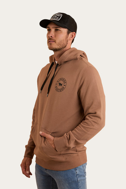 Signature Bull Mens Pullover Hoodie - Almond / Black