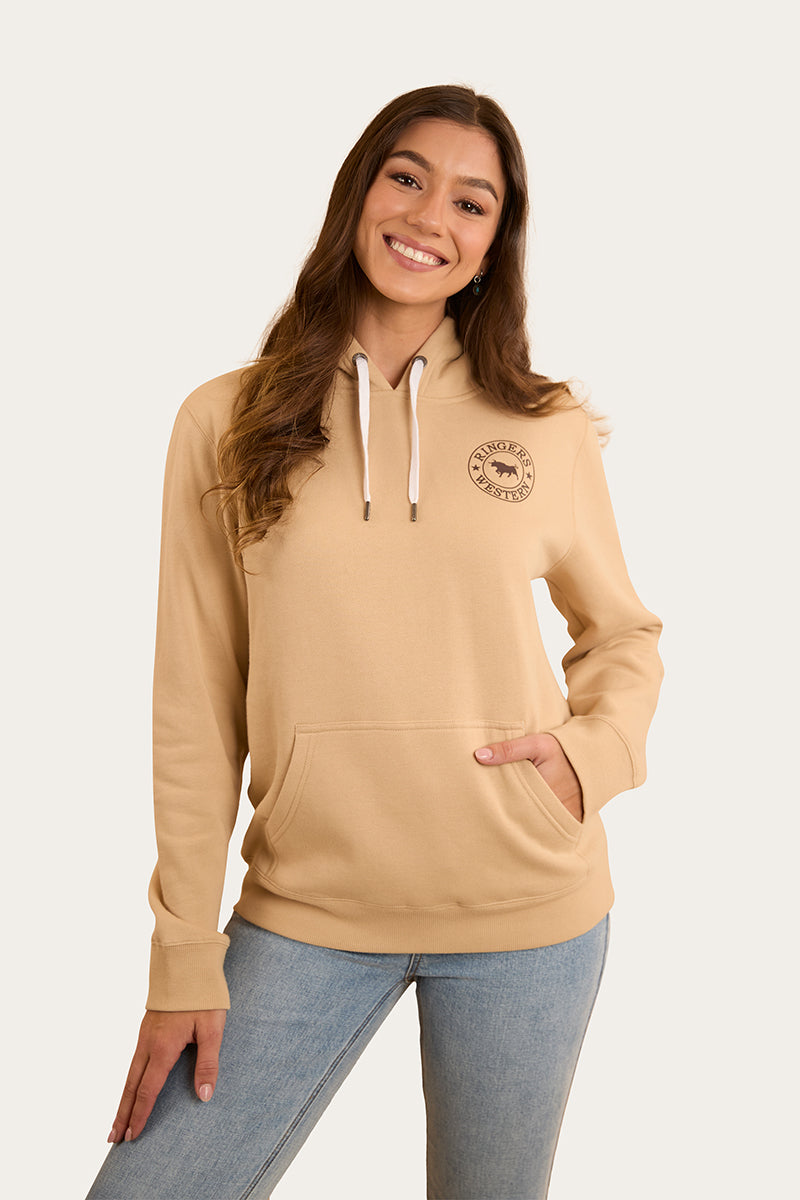 Signature Bull Womens Pullover Hoodie - Dark Sand / Chocolate