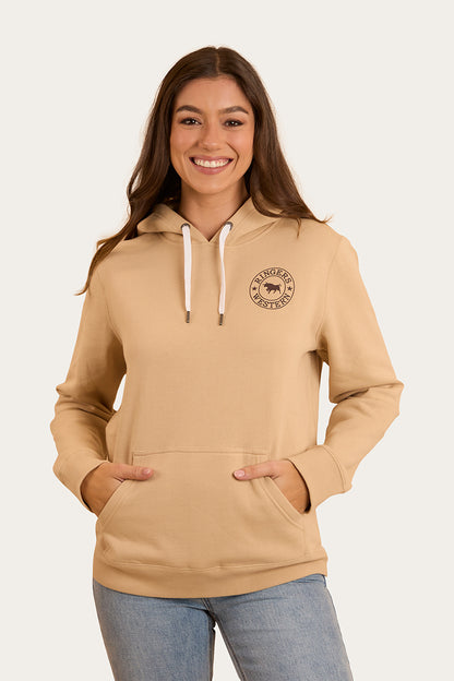 Signature Bull Womens Pullover Hoodie - Dark Sand / Chocolate