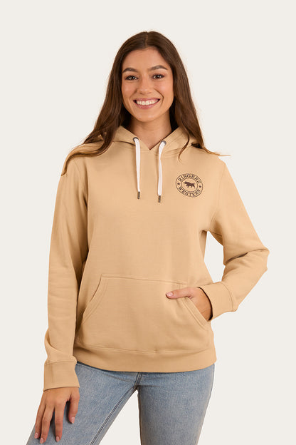 Signature Bull Womens Pullover Hoodie - Dark Sand / Chocolate